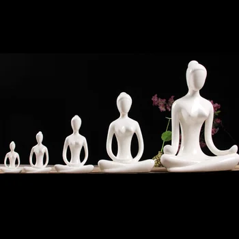 Ceramica Yoga Figura 12 Stil Abstract Femeie Yoga In Miniatura Ename Alb Yog Stattue Yoj Postura Figurine Acasă Ornament Sculptura