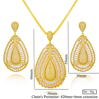 GODKI Mare de Moda de Lux Waterdrop Declarație Set de Bijuterii Pentru Femei Petrecerea de Nunta Plin de Zirconiu Dubai Set de bijuterii de Mireasă Cadou