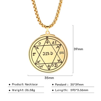 Teamer Bărbații Evrei cu Steaua lui David Colier Pentagrama lui Jupiter Sigiliul lui Solomon Hexagrama din Inox Lant Cutie Coliere