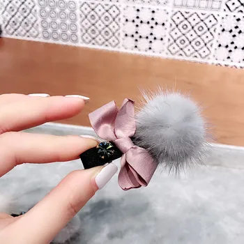Coreea Drăguț Nurca blană minge minge Agrafe de Par Agrafe de par moda arcuri ac de păr duckbill clip Caciula Pentru Femei Accesorii de Par