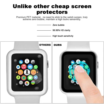 Caz clar cu Ecran de Sticlă Protector Acoperă pentru Apple Watch Seria 5 4 3 2 1 iWatch 38mm 40mm 42mm 44mm Accesorii de Protecție