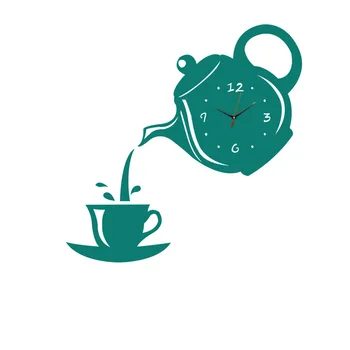 Creative DIY Acrilice Ceașcă de Cafea Ceainic Ceas de Perete Decorativ Bucătărie Ceasuri de Perete Camera de zi Sala de Mese Decor Acasă Ceas