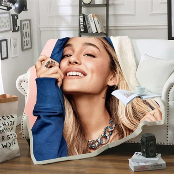 Ariana Grand Fleece Pătură Pluș Imprimate 3d pentru Adulti Canapea Sherpa Fleece Cuvertură Folie Arunca Pătură stil-10