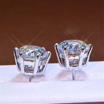 6MM Feminin Cristal Rotund Cercei Stud Pentru Nunta de Argint 925 Culoare Alb Cubic Zirconia Albastru Opal Cercei Bijuterii Femei
