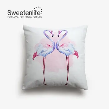 Sweetenlife Exotice Flamingo Roz Perna Acoperi Tropicale Cu Frunze De Palmier Perna Pentru Scaun Acuarelă Florale Hawaii Stil De Perna