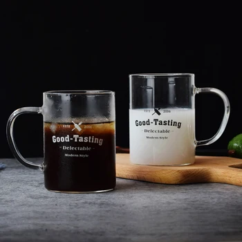 Creative Cuplu Cana de Sticla Alb-Negru Model de Scrisoare de Dimineata Cafea cu Lapte Ceașcă de Ceai Cu Handel Drinkware Sticlă Cuplu Cadou 400ml
