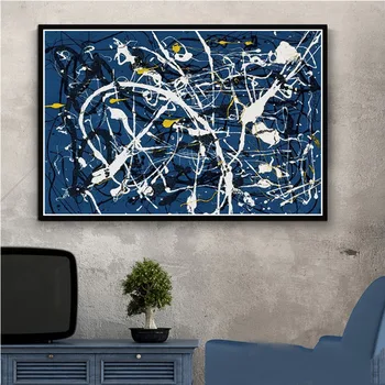 Picturi Artă Jackson Pollock Pictura Abstracta Psihedelice Postere Si Printuri Panza Poze de Perete Decor Acasă картины на стену
