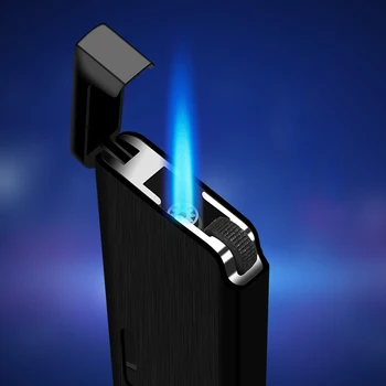 Ultra-subțire Butan Lanterna Brichete cu Gaz de Bricheta de Metal Bricheta 1300C Albastru Brichete Flacără Mini Turbina Bricheta Accesorii de Fumat