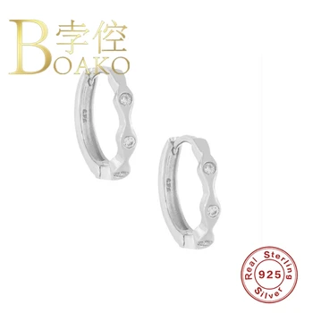 BOAKO Argint 925 Cercei Cercuri Piercing Cercei cu Diamante Pentru Femei Cuplu de Bijuterii la Modă Zircon Lurury