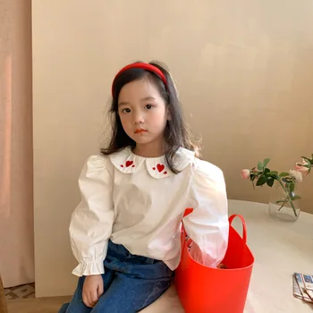 MILANCEL 2021 Primăvara anului Nou Haine de Fata Coreea de Bumbac Brodate Dragoste Drăguț Tricou cu Maneci Lungi
