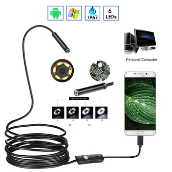 5.5 mm Lentilă Endoscop USB flexibil Șarpe rezistent la apa HD Inspecție Țeavă Camera Bronhoscop, Endoscop 6 LED-uri Pentru Telefonul Android, PC-ul Masini