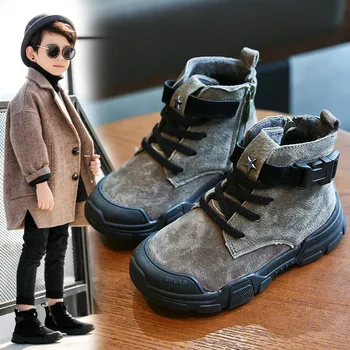 Copii Cizme De Iarna Pentru Fete Baieti Pantofi 2020 Nou Din Piele Copii, Cizme Martin Școală Pantofi De Pluș Cald Copii Cizme De Zapada