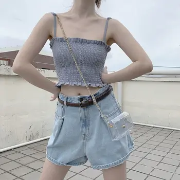 Curcubeu Bretele Rezervor Topuri Pentru Femei De Vară De Bază Crop Top De Moda Streetwear 2020 Fete Cool Club Sexy Tricotat Trunchiate Teuri Camis