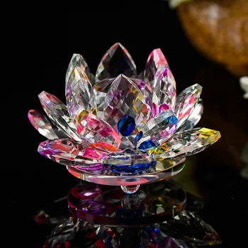 80 mm Feng shui cu Cristale de Cuarț Floare de Lotus Meserii Sticlă Prespapier Ornamente Figurine Acasă Petrecerea de Nunta Decor, Cadouri, Suveniruri