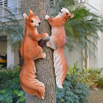 În Aer Liber, Grădină Grădiniță Rășină Veveriță Ornament Ambarcațiunile De Decor Acasă Curte Simulare Creatoare Copac Animal De Sculptură
