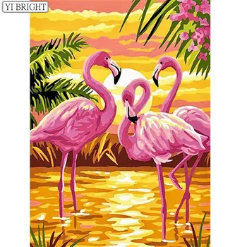 Burghiu Plin De Diamant Pictura Flamingo Diamant Broderie Animal Diamant Cadou Mozaic Decor Acasă Cruciulițe Mestesuguri