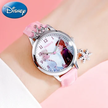 Congelate ⅱ Pandantiv Fulg de nea Bling Coroana de Cristal de Lux, Fete de Moda Trendy Cuarț Ceas Disney Teen Ceasuri de Timp Mov Montre