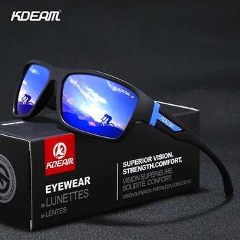 Clasic Sport ochelari de Soare Polarizat Bărbați Dreptunghi Oglindă Nuante KDEAM Retro Cool Brand de Design Cadru din Plastic, Cu acces Gratuit la Cutie
