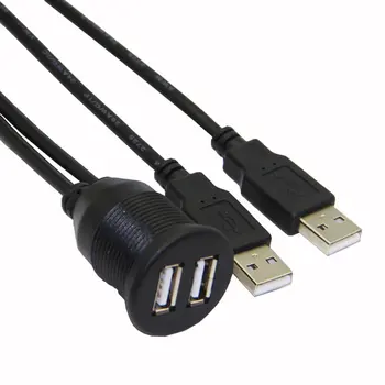 Bochara Dual USB 2.0 Male la USB 2.0 de sex Feminin Cablu de Extensie Cu Flush Mount Panou Pentru Mașină, Camion, Barca, Motocicleta