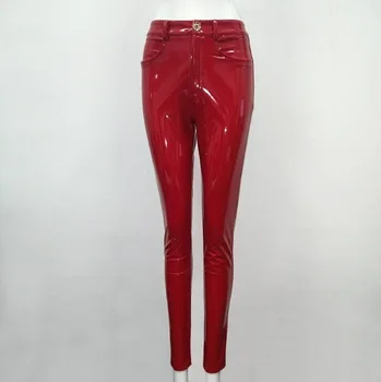 De Înaltă Calitate Celebritate Maro Roșu Negru Din Piele Stretch Pantaloni De Moda Sexy Boycon Pant
