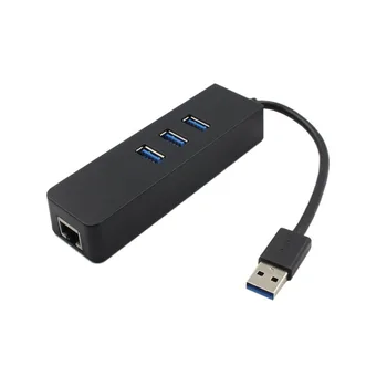 Hub USB 3.0 Gigabit Ethernet Lan RJ45 Adaptor de Rețea Hub cu 3 Porturi USB la RJ45 Rețea Externă prin Cablu Splitter pentru Mac PC