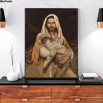 Iisus Hristos Dumnezeu Cu Carne De Miel De Epocă Poster De Arta Minimalist Panza De Imprimare Poza Perete Moderne Acasă Decorare Camera