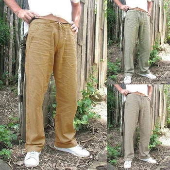 Oamenii Solid Largi Liber Elastic Pantaloni Din Bumbac Pantaloni De Trening Pantaloni Casual Pantaloni