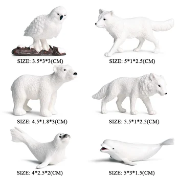 Oenux Original 6PCS Mini Animale Arctice Model în Miniatură PVC Urs Polar Sigiliu Ocean Animale Figurine Jucarie Copii Cadou de Crăciun