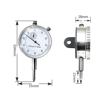Indicator mecanic indicator cu cadran 0-10 mm / 0,01 mm rezoluție mecanic indicator cu cadran instrument de măsurare cu aliaj de aluminiu de caz
