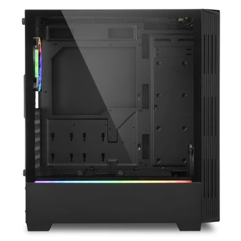 Sharkoon APRINS 100 RGB led-uri de Jocuri de noroc caz negru (ATX, sticlă călită, RGB fan 1x120 mm + 1x120 mm, 2xUSB 3.0, 1xUSB 2.0, audio)