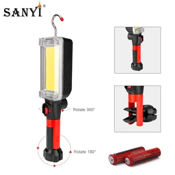 Sanyi 2 Moduri de ȘTIULETE de Lucru cu LED-uri Lanterna de Inspecție Lumină USB Reîncărcabilă 18650 Lanternă Magnetică Cârlig Agățat Lanterna Camping Lampa