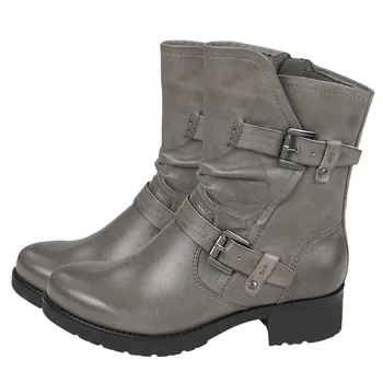 Cizme de iarna pentru Femei din Piele Pantofi Casual Curea Cataramă Low-toc de Vest cizme Cizme de Cowboy pentru Femei Rotund Toe Glezna Cizme Elegante