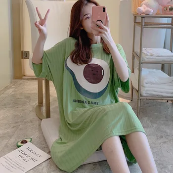 De sex feminin de Desene animate de Imprimare Pijamale Femei Rochie de Vara din Bumbac Cămăși cu mânecă Scurtă coreean Liber Sleepshirts Bumbac Acasă Rochie