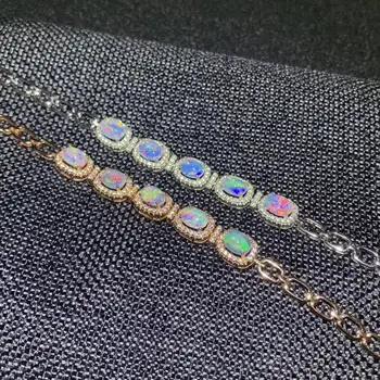 Nou stil natural Opal plin de culoare bratara pentru femei bijuterii reale argint 925 placat cu aur bijuterie naturala piatra partid cadou de vânzare