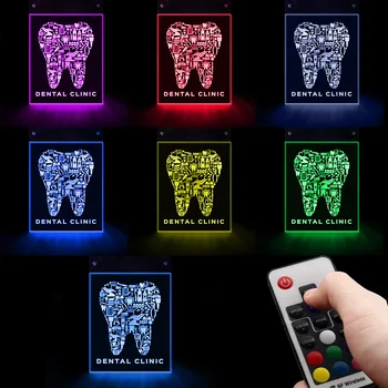 Dentist de Birou LED-uri de Afaceri Deschis Display Bord Semn Acrilice Dreptunghi Dentare Elemente de Iluminat de Arta de Perete Stomatologie Decor