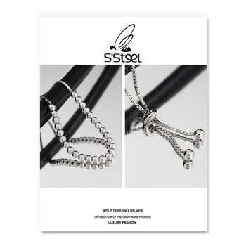 S ' STEEL coreean Bratari Argint 925 Pentru Femei Geometrice Minimaliste Margele Brățară Reglabil Joyas Plata 925 Bijuterii
