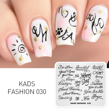 KADS Unghii Template-uri de Moda 030 Wordart Viață Fericită de Imagine de Proiectare Șablon de Unghii Stampila Șabloane Placa Stamping Nail Art Șabloane