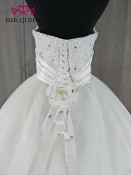 Foto Real De pe Umăr ștrasuri din Mărgele de Cristal Princess Rochie de Mireasa Rochie de Minge Plus Dimensiune Rochii de Nunta Frumoase china WX0080