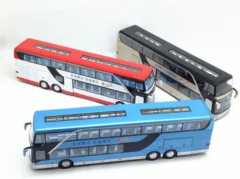 De înaltă calitate, 1:32 aliaj trage înapoi model de autobuz de mare simitation Dublu sightseeing bus flash vehicul jucărie jucarii copii transport gratuit