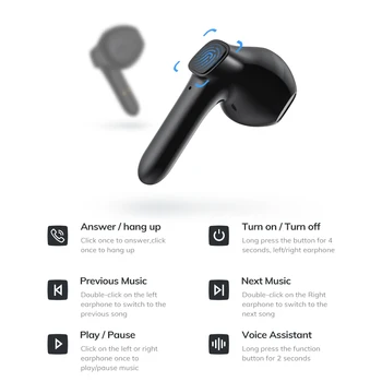 LOCATIE. T20 TWS Bluetooth 5.0 Căști fără Fir, căști de Amprente Touch Sport rezistent la apa Căști Căști Cu Microfon