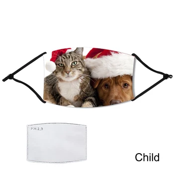 Crăciun Masca de Fata cu P. M2.5 Filtru Utilizarea de Familie de Crăciun Pisică Câine Masca de Gheață de Mătase Lavabile Masca de Fata Masca pentru Adulti/Copii