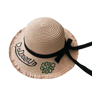 Fete Palarie De Vara Scrisoare Vis Broderie Pălării Panama Pentru Fete Pentru Copii De Soare Sepci Sepci Palarii Copii