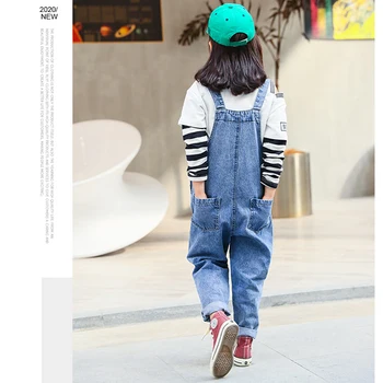 Coreeană Fată Copilul Salopete de Vara din Denim Salopeta pentru Adolescente Scrisoare de Imprimare Pantaloni Largi de Bumbac Pantaloni Largi Mare Fete Haine