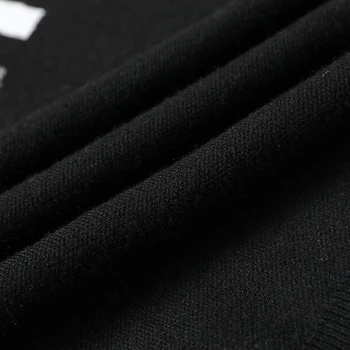 Noul Designer High End De Brand De Moda Tricot Alb Dungă Neagră De Lână Pulover Pulover Barbati Toamna Iarna Casual Jumper Bărbați Îmbrăcăminte