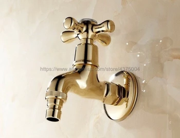 Grădină robinet robinet de Aur Alamă Finisaj Baie Montare pe Perete Mașină de Spălat Robinet de Apă Robinete Nav122