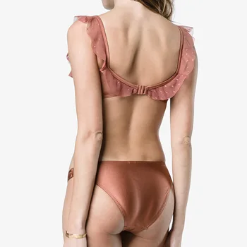 Bikini Sexy Femei Femei Costume De Baie 2019 Costum De Înot Australian Costum De Baie Dantela Falbala Trei Piese Push-Up Cuvânt Solid Spandex