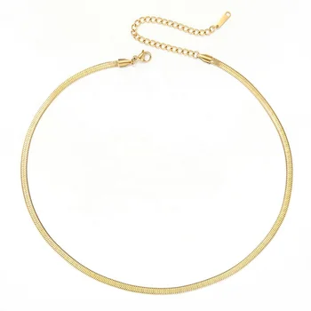 Visunion Simplu de Culoare de Aur de Moda 316L din Oțel Inoxidabil Șarpe Lanț Cravată Colier pentru Barbati Femei Bijuterii Colier