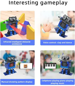 XiaoR Geek Robot de Jucărie cu Micro: bit Grafic de Programare de Învățământ Stem Jucării Robotica pentru Copii,Dans,Pian,Atingeți