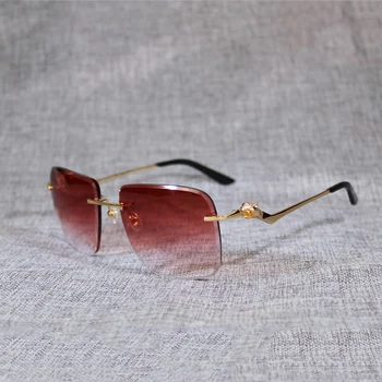 Epocă fără ramă Supradimensionat ochelari de Soare Barbati Oculos Leopard Stil Pătrat Umbra de Metal de Tăiere Obiectiv Gafas Femei pentru Exterior 120