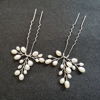 SLBRIDAL Handmade Perle de apă Dulce Nupțial Ace de Păr de Nunta Autocolante de Păr Accesorii de Par domnisoarele de Onoare Femei Bijuterii
